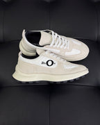 Leder-Low-Top-Sneaker Cremefarben - Herren