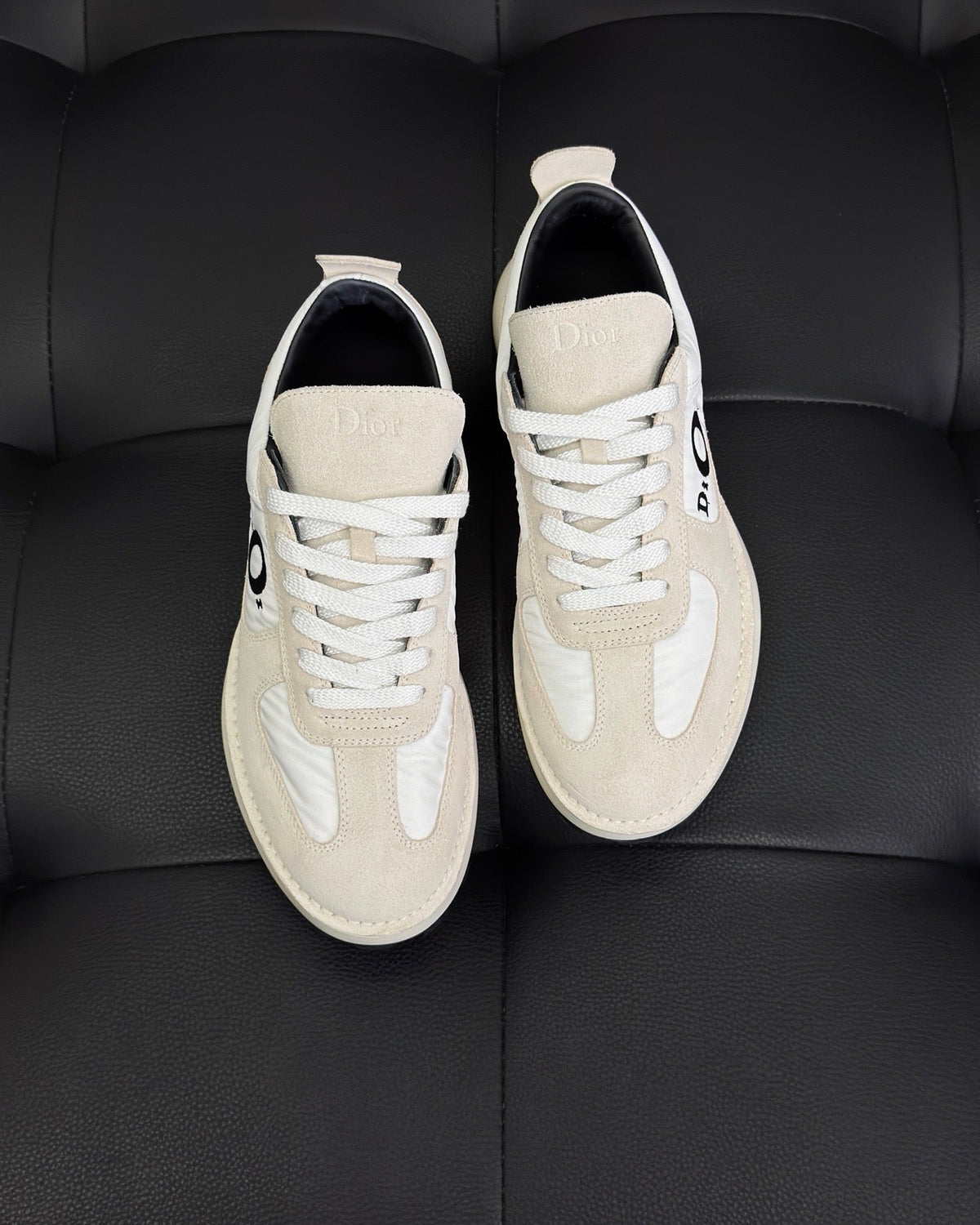 Leder-Low-Top-Sneaker Cremefarben - Herren