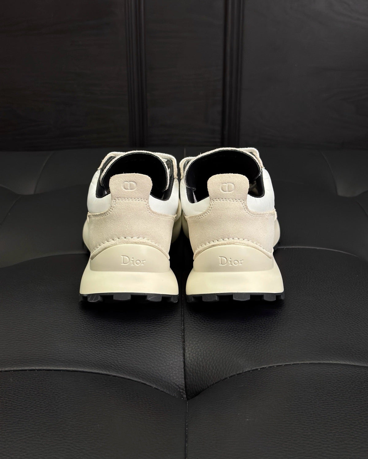 Leder-Low-Top-Sneaker Cremefarben - Herren