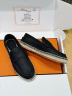Blue Suede Rope Sole Loafer - Men's