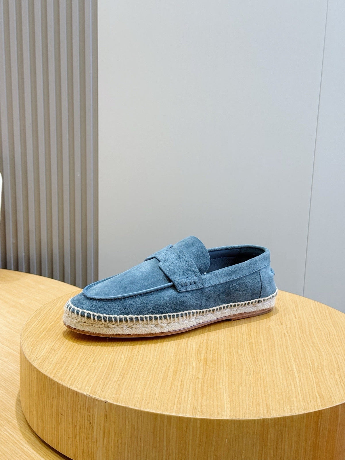 Mokassin aus blauem Wildleder mit Espadrille-Sohle – Herren