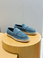 Mokassin aus blauem Wildleder mit Espadrille-Sohle – Herren