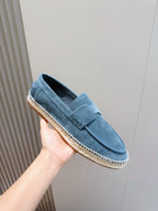 Mokassin aus blauem Wildleder mit Espadrille-Sohle – Herren