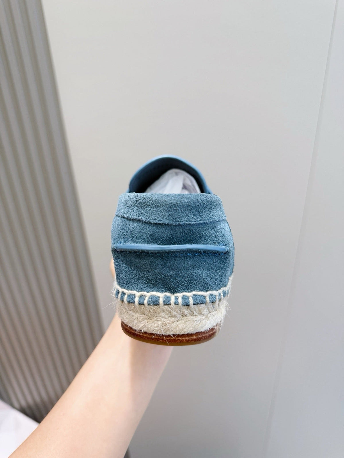 Mokassin aus blauem Wildleder mit Espadrille-Sohle – Herren