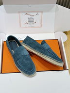 Mokassin aus blauem Wildleder mit Espadrille-Sohle – Herren