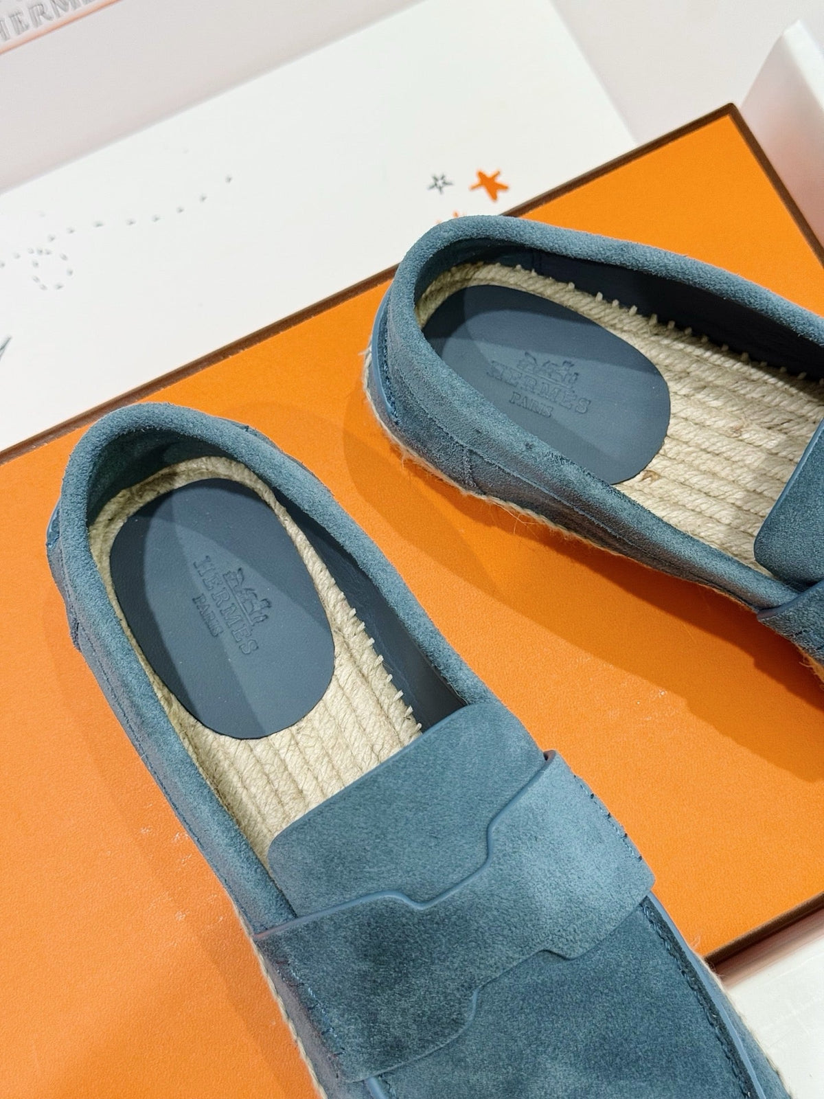 Mokassin aus blauem Wildleder mit Espadrille-Sohle – Herren