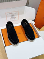 Mokassin aus blauem Wildleder mit Espadrille-Sohle – Herren