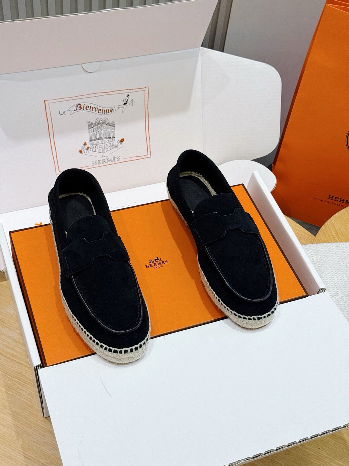 Mokassin aus blauem Wildleder mit Espadrille-Sohle – Herren