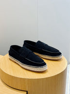 Mokassin aus blauem Wildleder mit Espadrille-Sohle – Herren