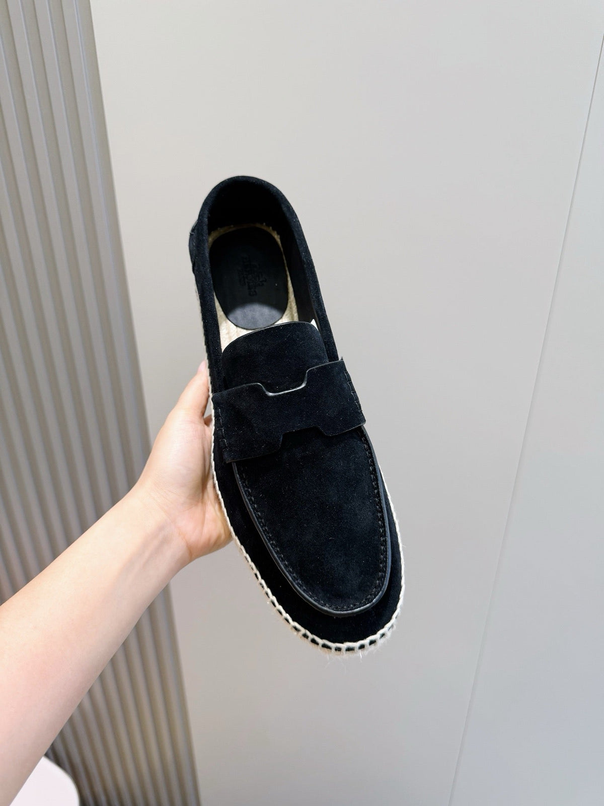 Mokassin aus blauem Wildleder mit Espadrille-Sohle – Herren
