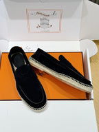 Mokassin aus blauem Wildleder mit Espadrille-Sohle – Herren