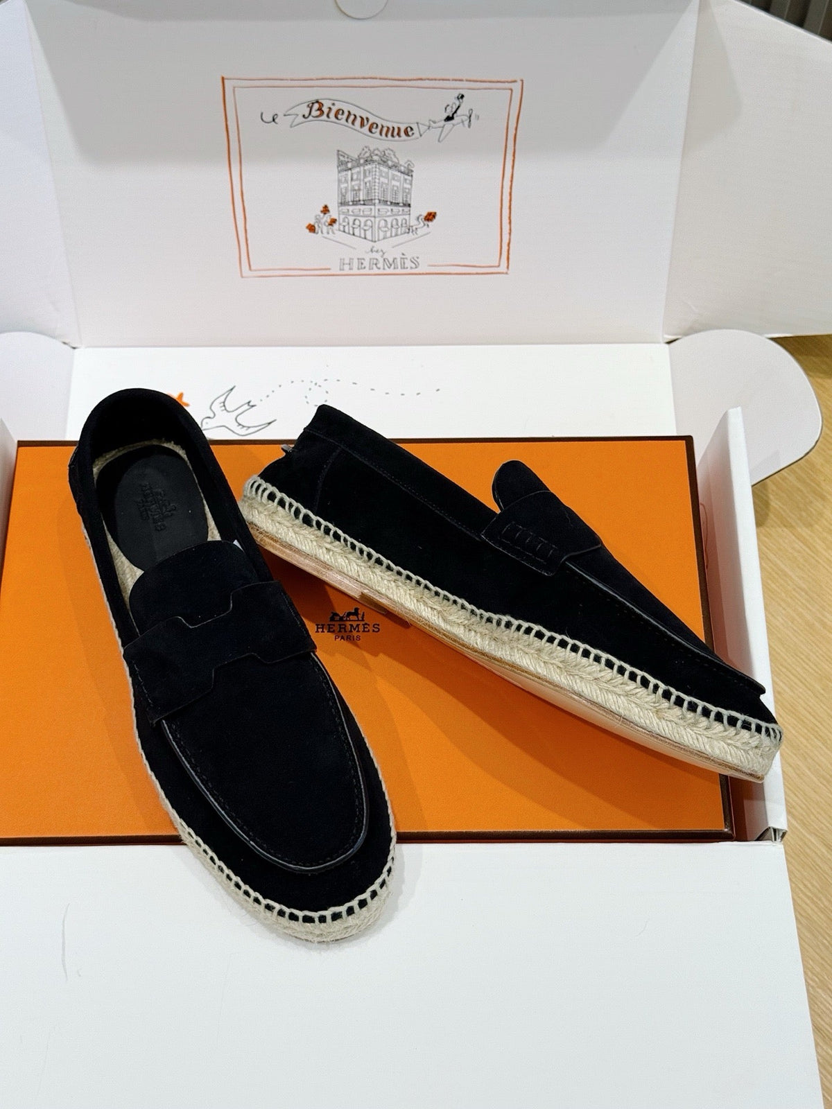 Mokassin aus blauem Wildleder mit Espadrille-Sohle – Herren