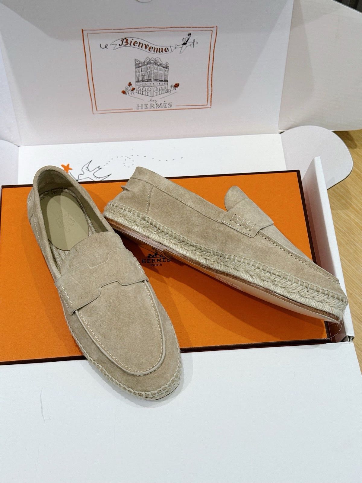 Mokassin aus blauem Wildleder mit Espadrille-Sohle – Herren
