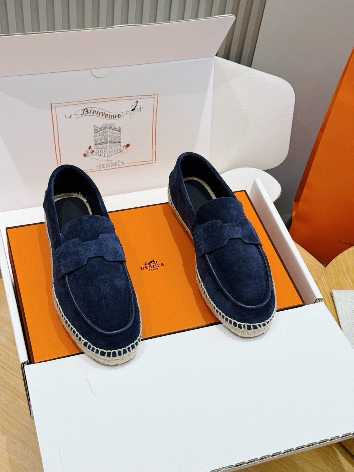 Navy Suede Espadrille Sole Loafer - Men's
