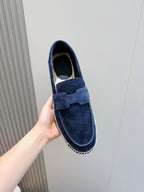 Navy Suede Espadrille Sole Loafer - Men's
