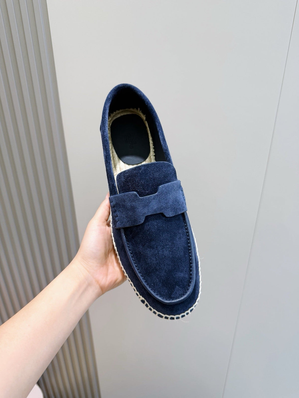 Navy Suede Espadrille Sole Loafer - Men's