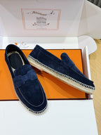 Navy Suede Espadrille Sole Loafer - Men's