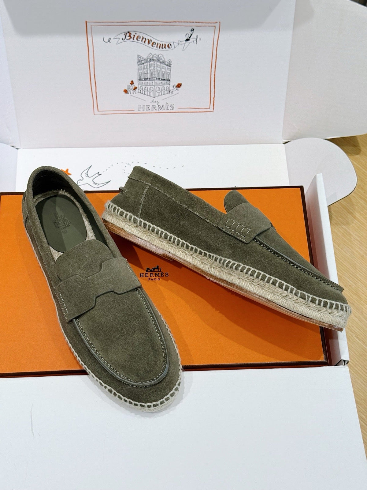 Navy Suede Espadrille Sole Loafer - Men's