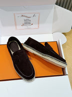 Navy Suede Espadrille Sole Loafer - Men's