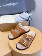 Brown Suede Buckle Double Strap - Men's