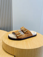 Brown Suede Buckle Double Strap - Men's
