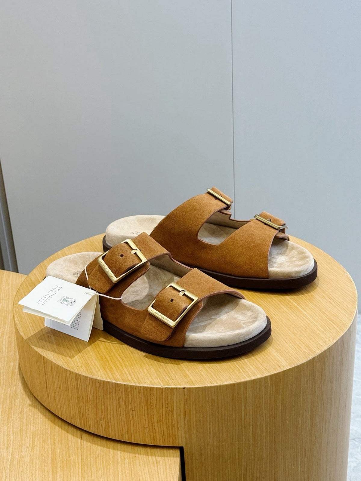 Brown Suede Buckle Double Strap - Men's