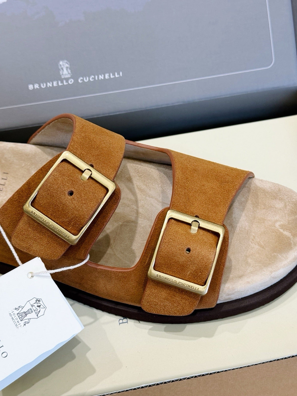 Brown Suede Buckle Double Strap - Men's