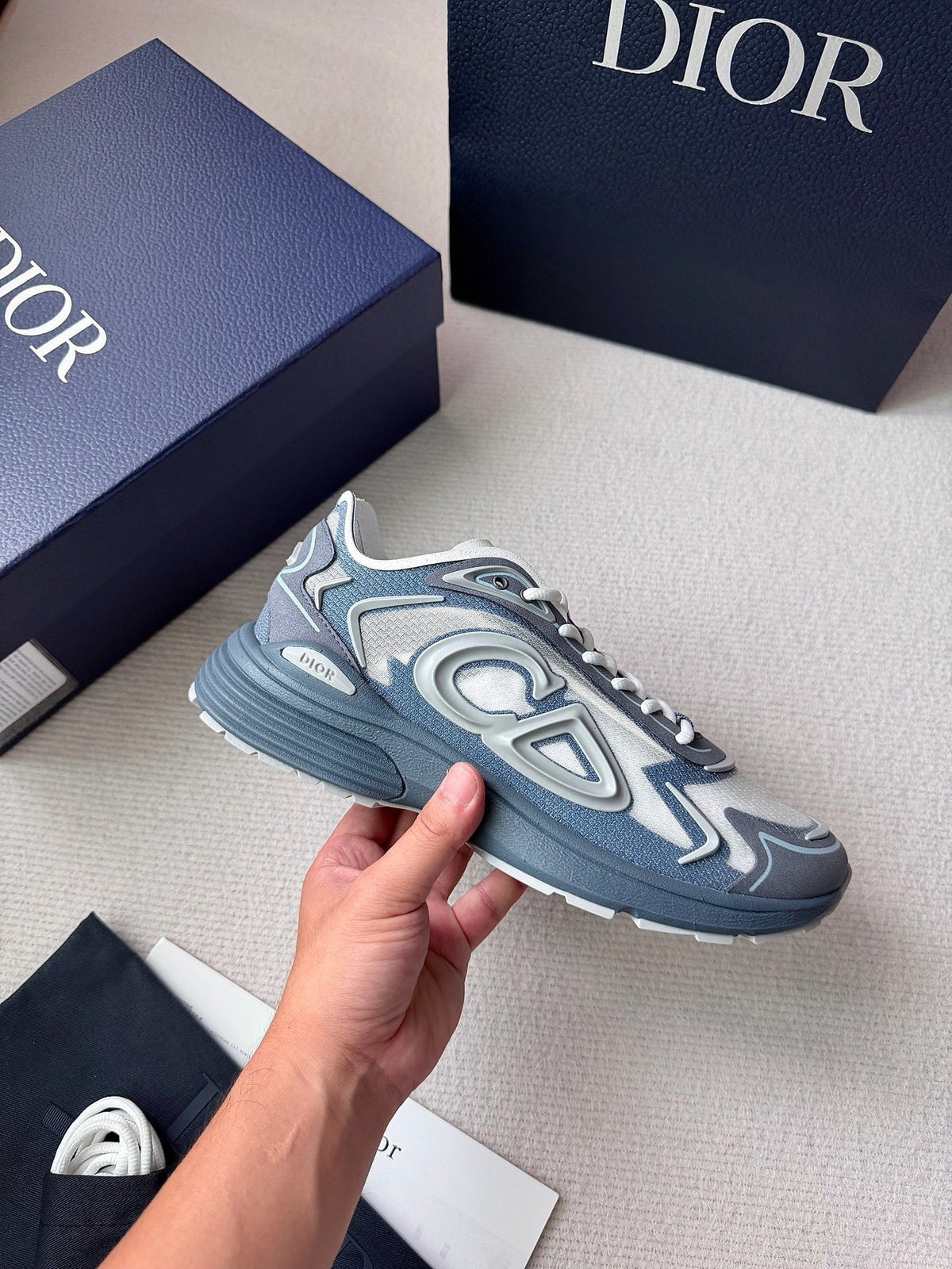 Mesh Runner Grau-Blaue Sneaker – Herren