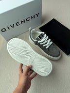Grey Suede Contrast Sole Low-Top - Men's
