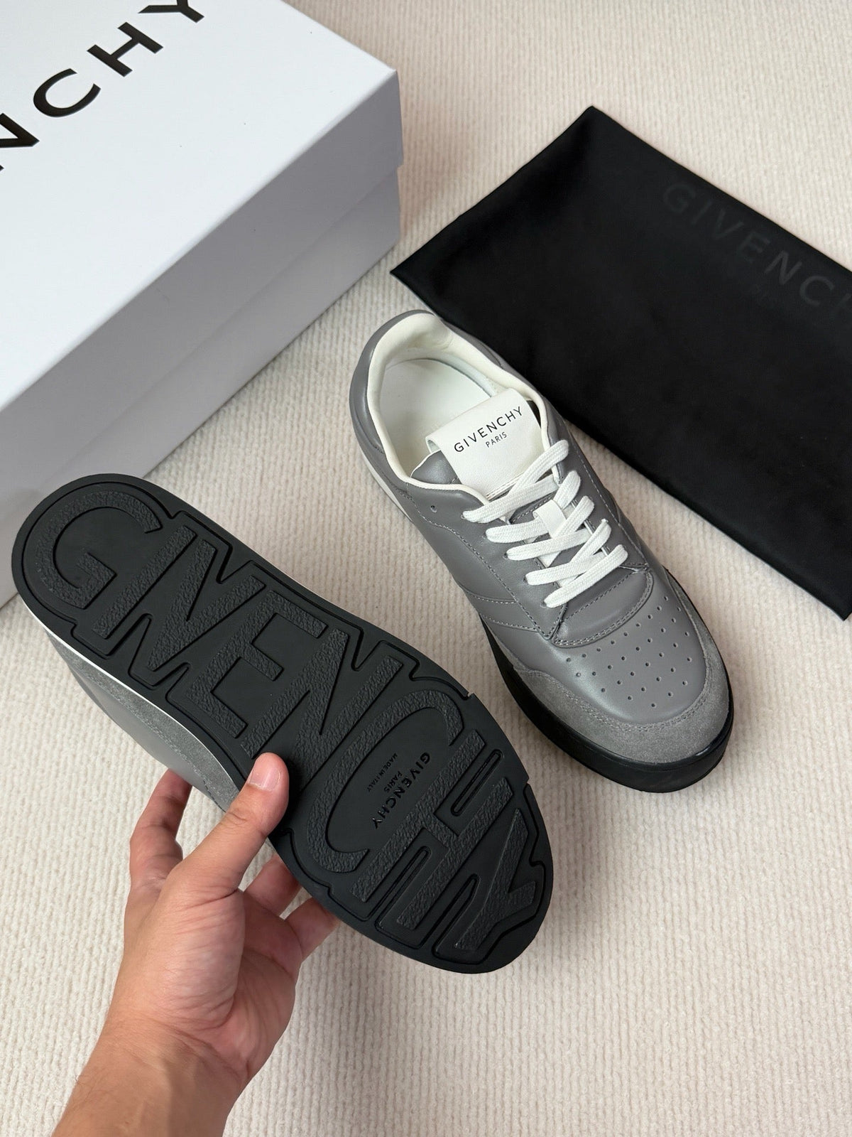 Grey Suede Contrast Sole Runner - Men's
