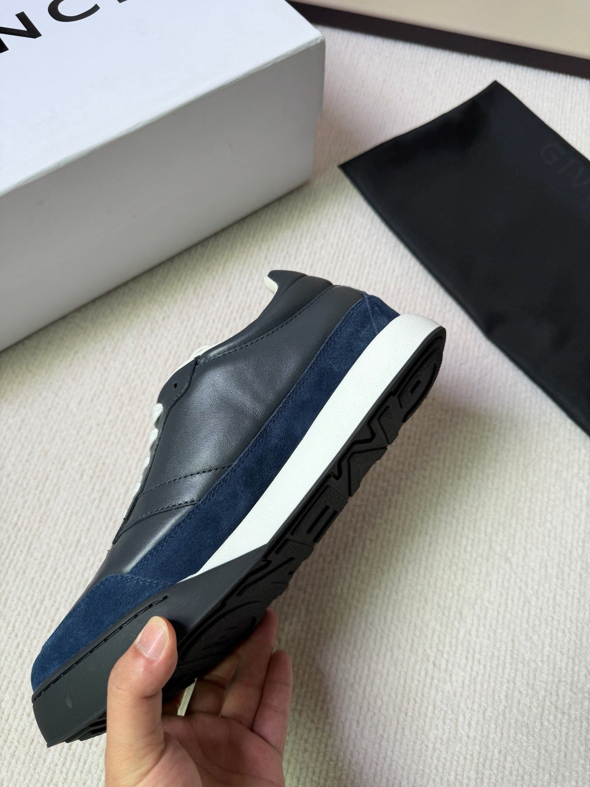 Grey Suede Contrast Sole Runner - Men's
