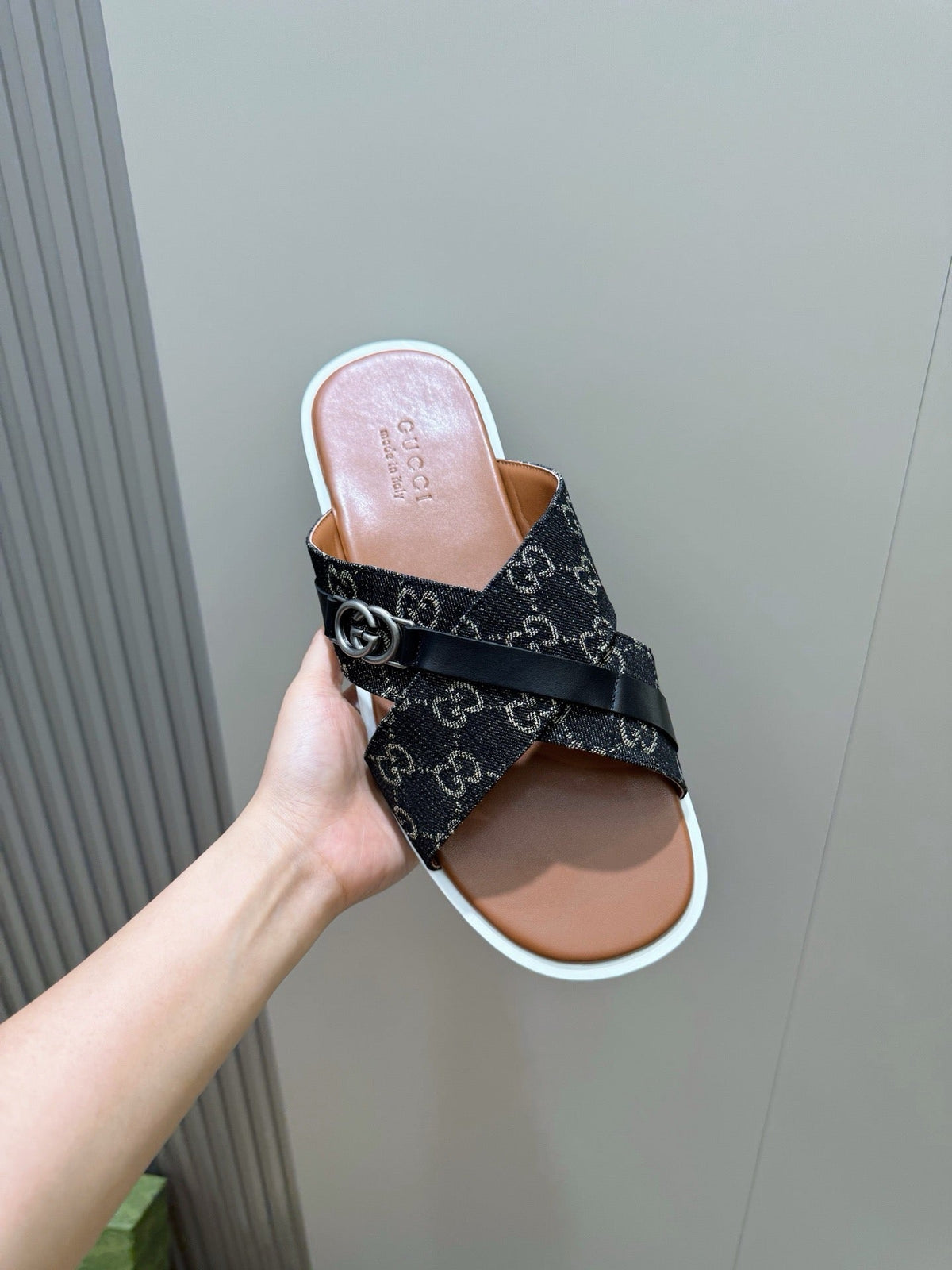 Navy Canvas Denim Monogram Crossover – Herren