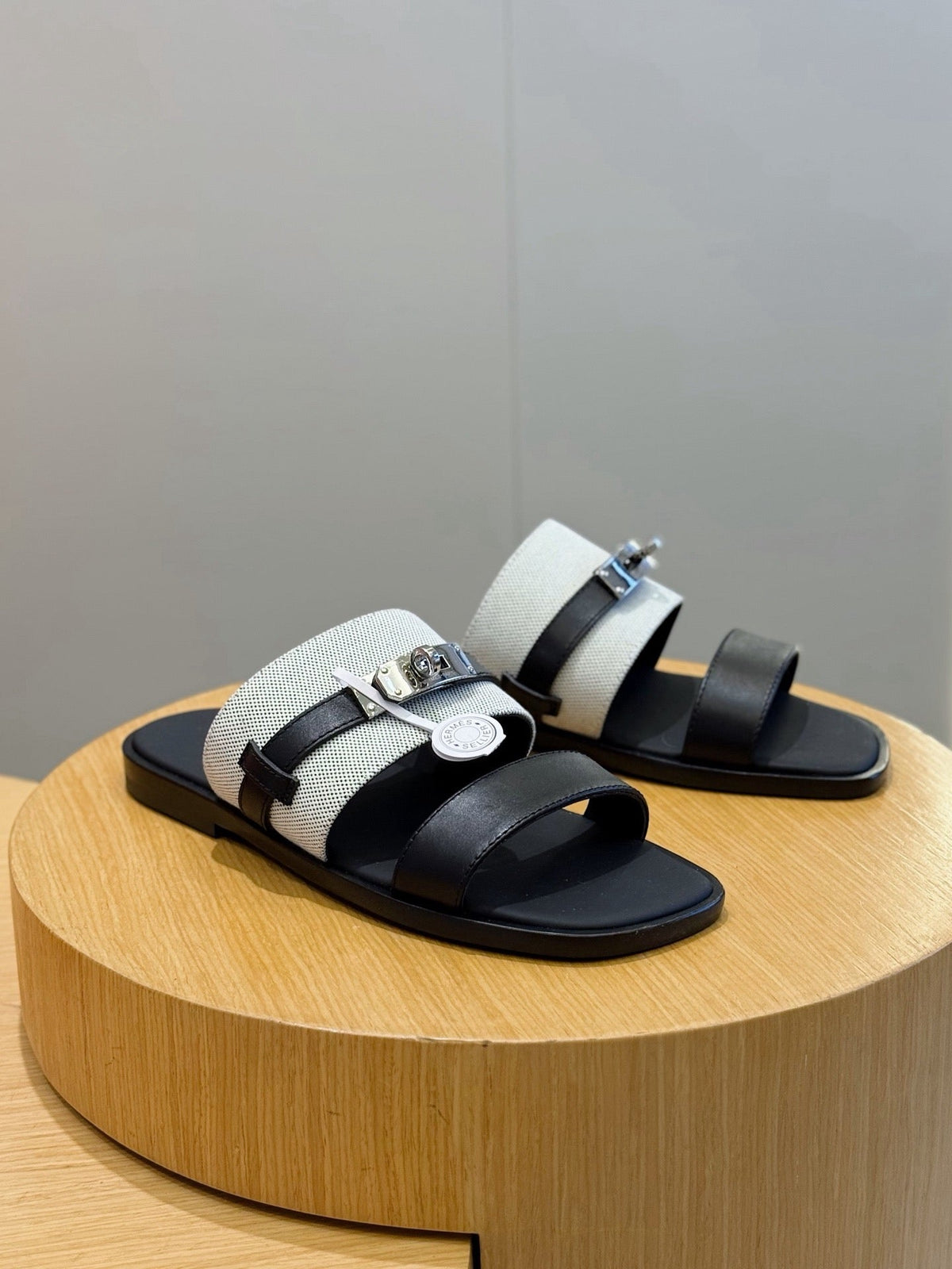 Black Leather Two-Tone Double Strap - Men's