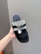 Black Leather Two-Tone Double Strap - Men's