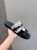 Black Leather Two-Tone Double Strap - Men's