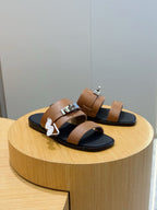 Black Leather Two-Tone Double Strap - Men's