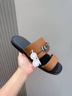Black Leather Two-Tone Double Strap - Men's