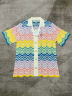 Pastellfarbenes Strickhemd mit Chevron-Muster – Herren