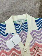 Pastellfarbenes Strickhemd mit Chevron-Muster – Herren