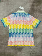 Pastellfarbenes Strickhemd mit Chevron-Muster – Herren