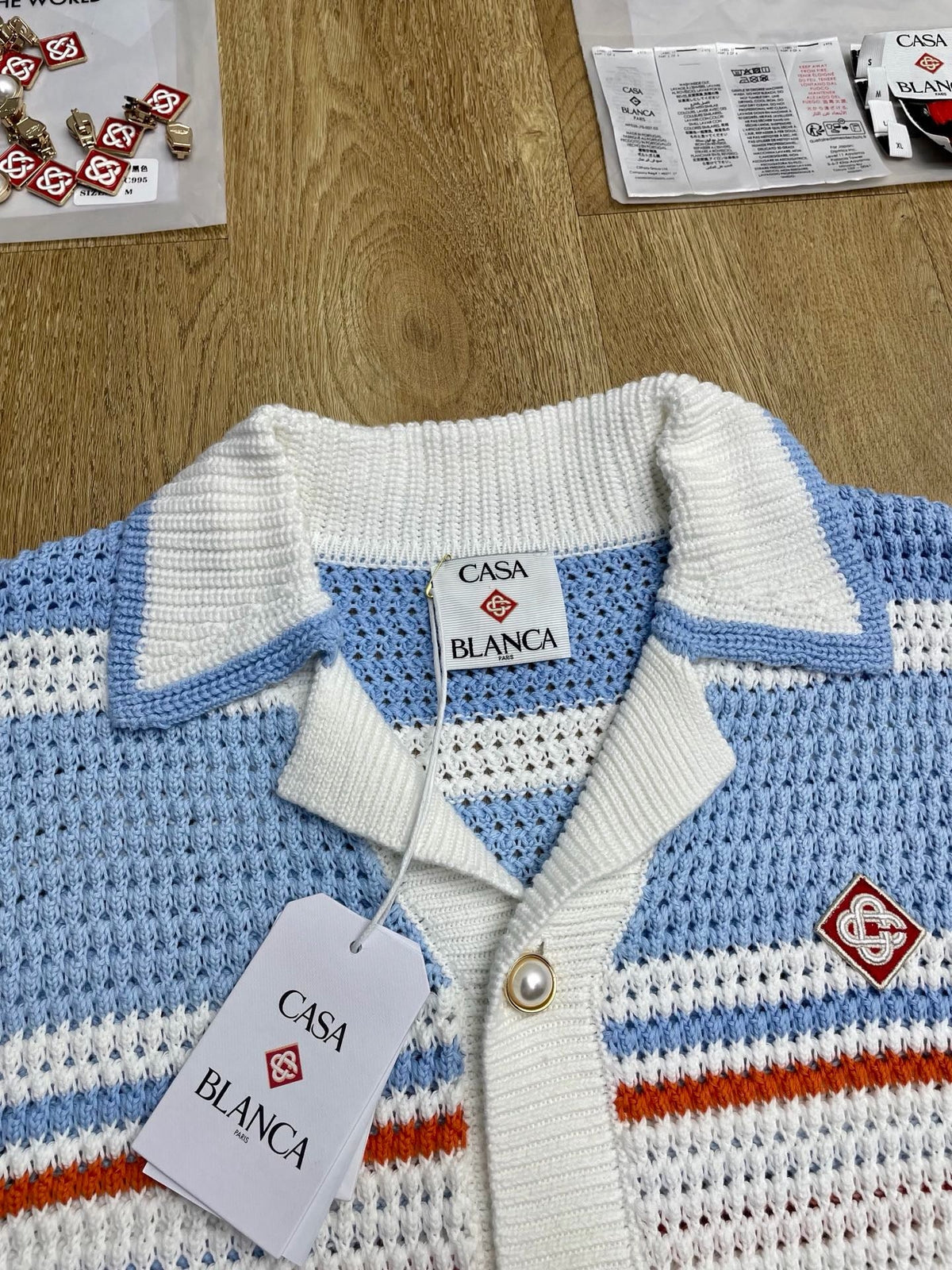 Blau gestreiftes Strickhemd – Herren