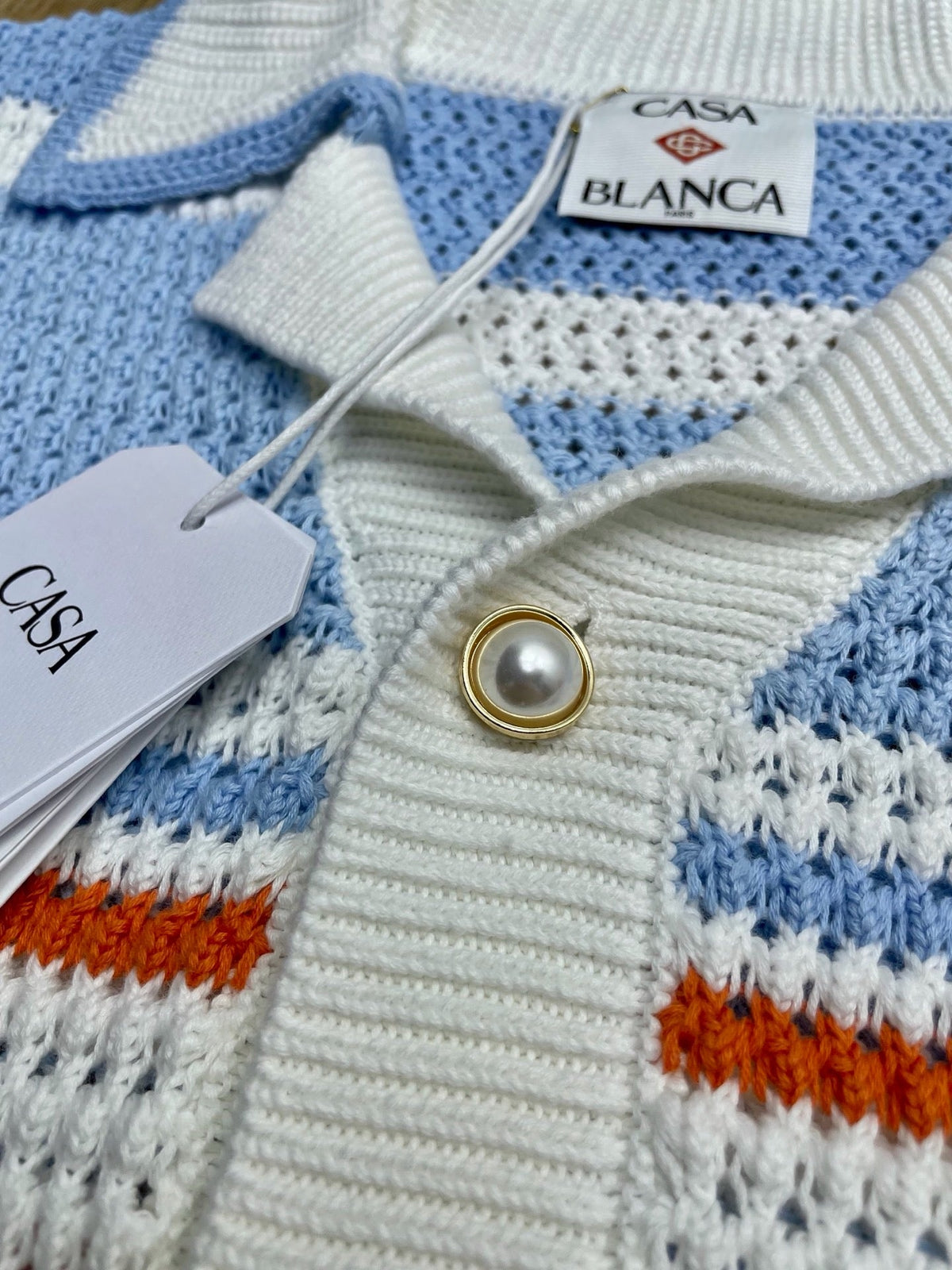 Blau gestreiftes Strickhemd – Herren