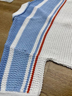 Blau gestreiftes Strickhemd – Herren