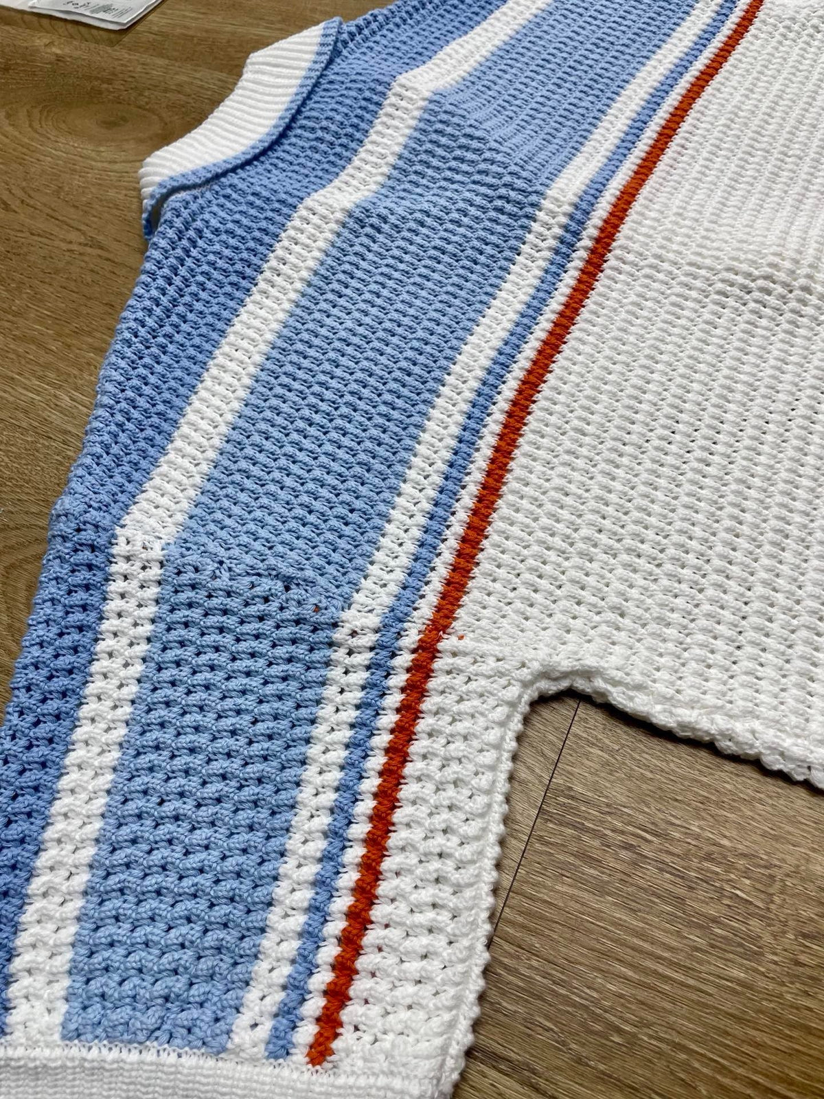 Blau gestreiftes Strickhemd – Herren