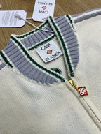 Weißer Strickreißverschluss mit Stickerei – Herren