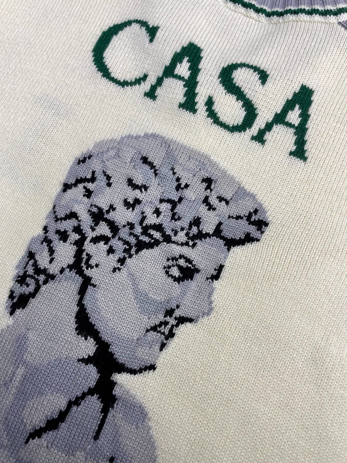 Weißer Strickreißverschluss mit Stickerei – Herren