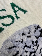Weißer Strickreißverschluss mit Stickerei – Herren