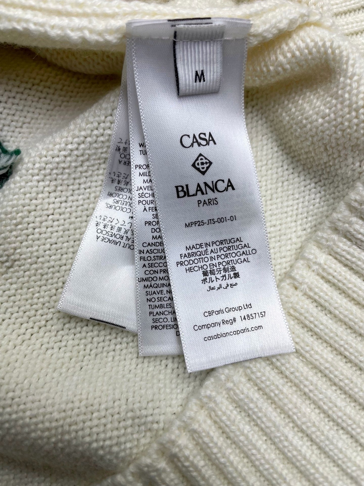 Weißer Strickreißverschluss mit Stickerei – Herren