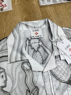 Graues Seiden-Print-Kurzarmhemd – Herren