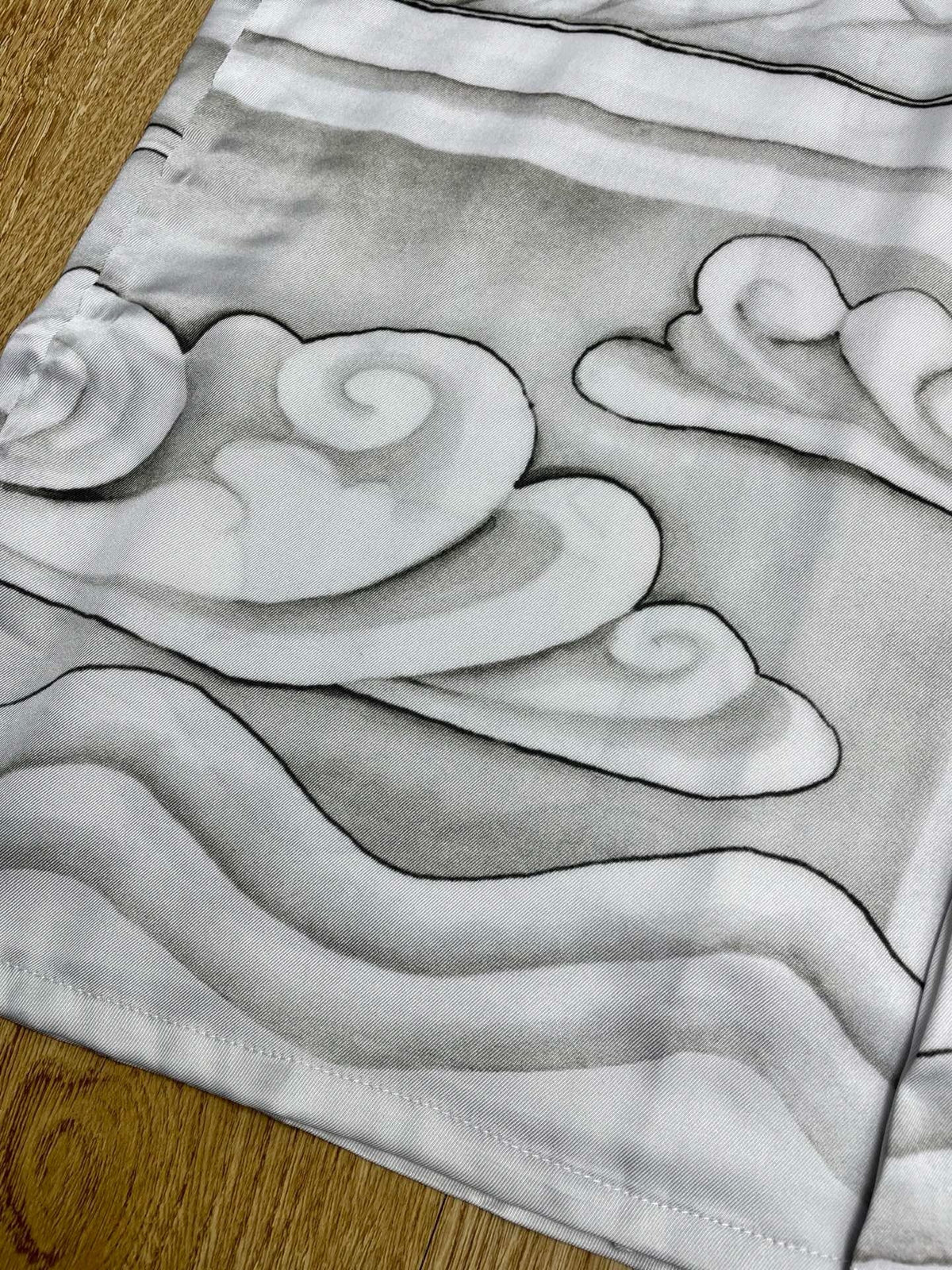Graues Seiden-Print-Kurzarmhemd – Herren